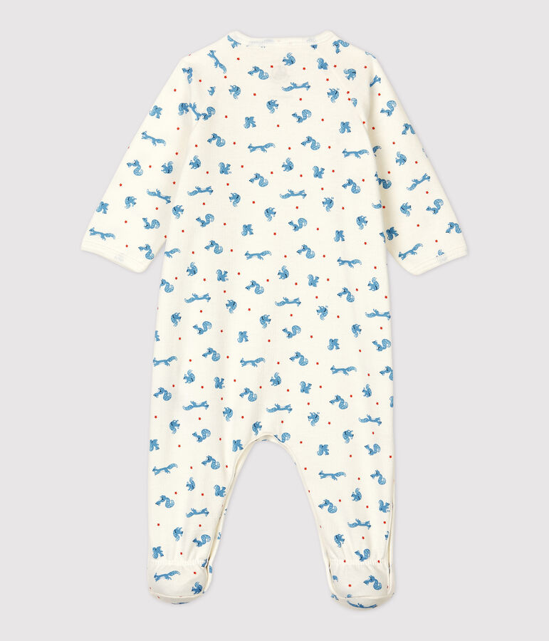 Baby-Strampler aus Molton und Bio-Baumwolle weiss/orange/vielfarbig